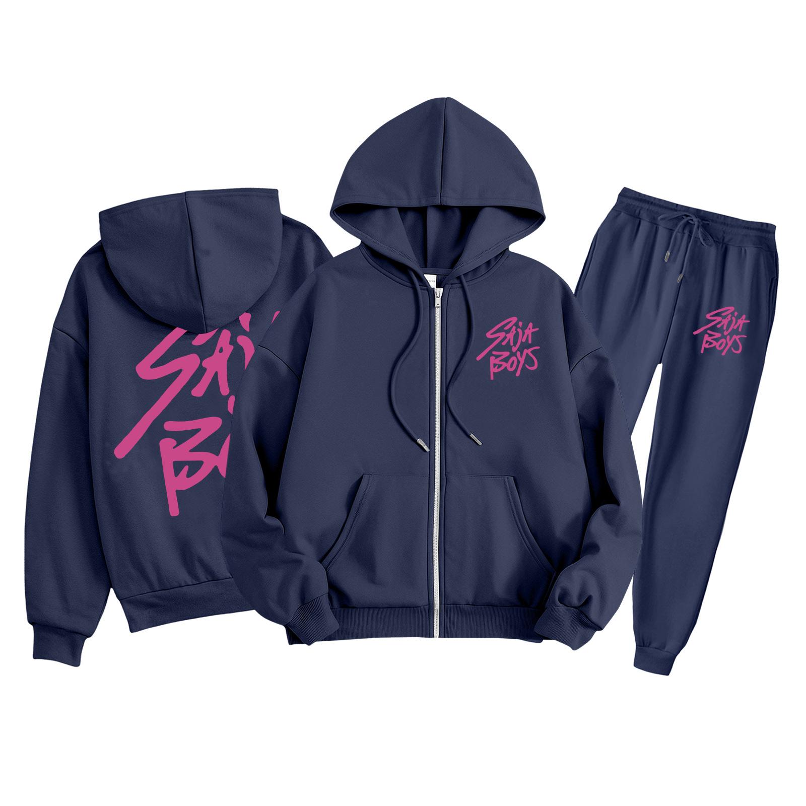 

Детская мода Толстовка с длинным рукавом, на молнии, с капюшоном, спортивные штаны с принтом, комплект толстовки с карманами 130