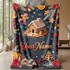 Kerst Gepersonaliseerde Naam Bedrukte Flanellen Deken Warm Comfort Bedkleed Huisdecoratie Feestelijk Cadeau