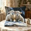 Cute Baby Sheep Print Throw Pillow Cover, Adorable Winter Lamb Farm Animal Decorative Cushion