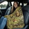 Green Forest Wildlife Blanket Elk Red Fox Raccoon Duck Woodland Flannel Throw Blanket Outdoor Nature Decor Perfect Gift Blanket