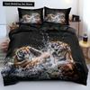 3D Tiger Duvet Cover Soft Comforter Cover Animal Bedding Set Tiger Pattern Quilt Cover for Bedroom Decor 2/3Pcs King Queen Size