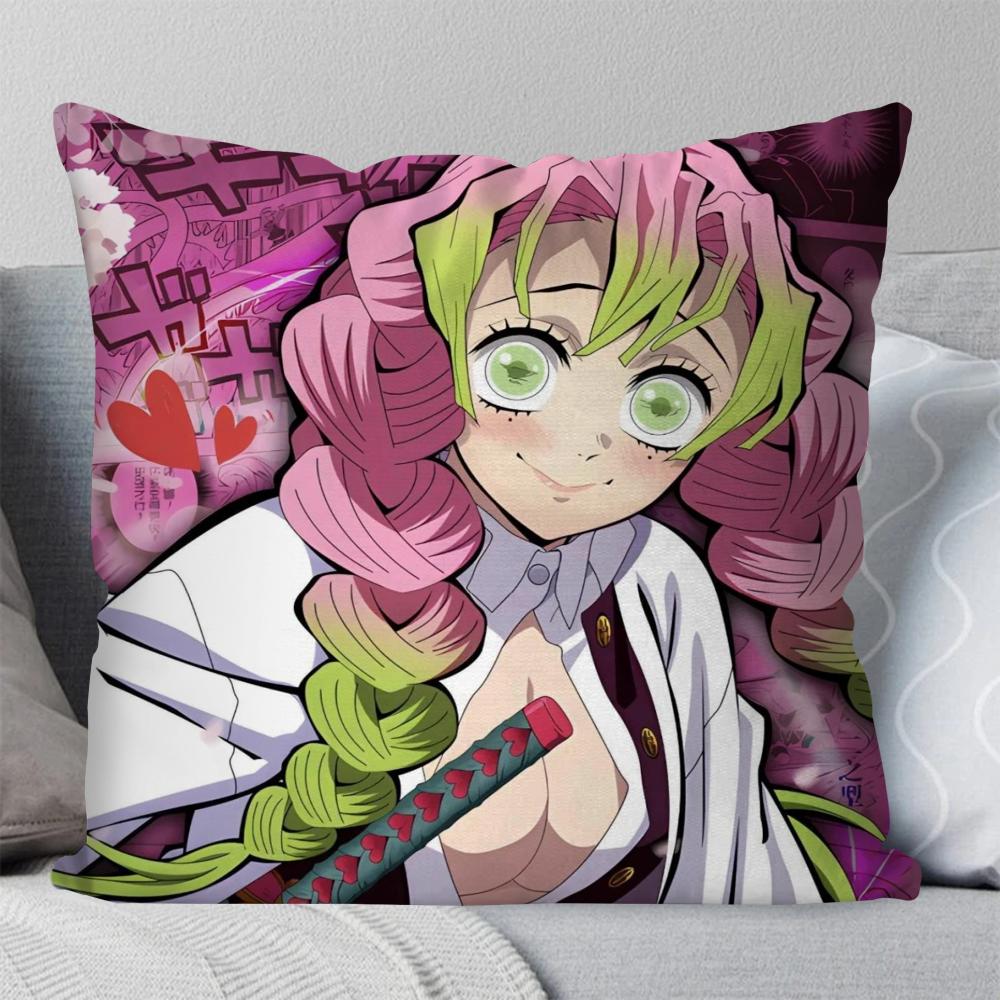 Kanroji Mitsuri Animation Demo Slayer Pillow Case Square Pillow Bedroom Sofa Leisure ComfortCarLiving Room Home Decoration 40X40