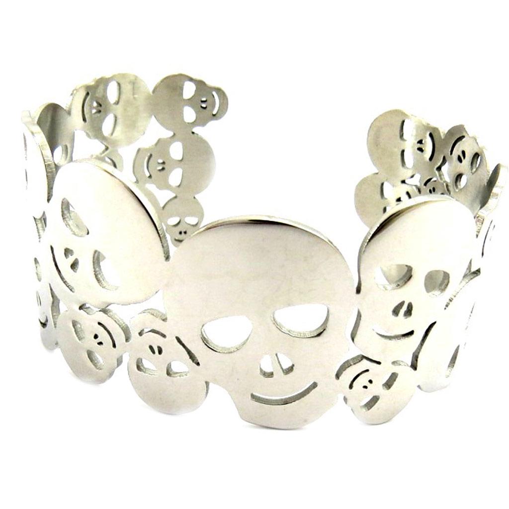 Les Trésors De Lily [L5645] - Silver 'Skull' Steel Bracelet - 62 Mm 30 Mm