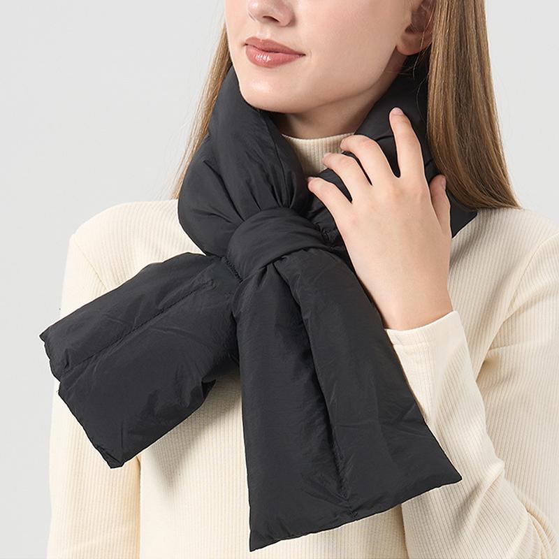 Autumn Winter Down Scarf For Women Girls Soft Cross Solid Colors Waterproof Plush Scarves Lady Warmer Neck Protection