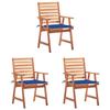 VidaXL Set of 3 Outdoor Dining Chairs with Cushions, Patio Seats, Dining Chairs, Garden Patio Furniture, 3064357