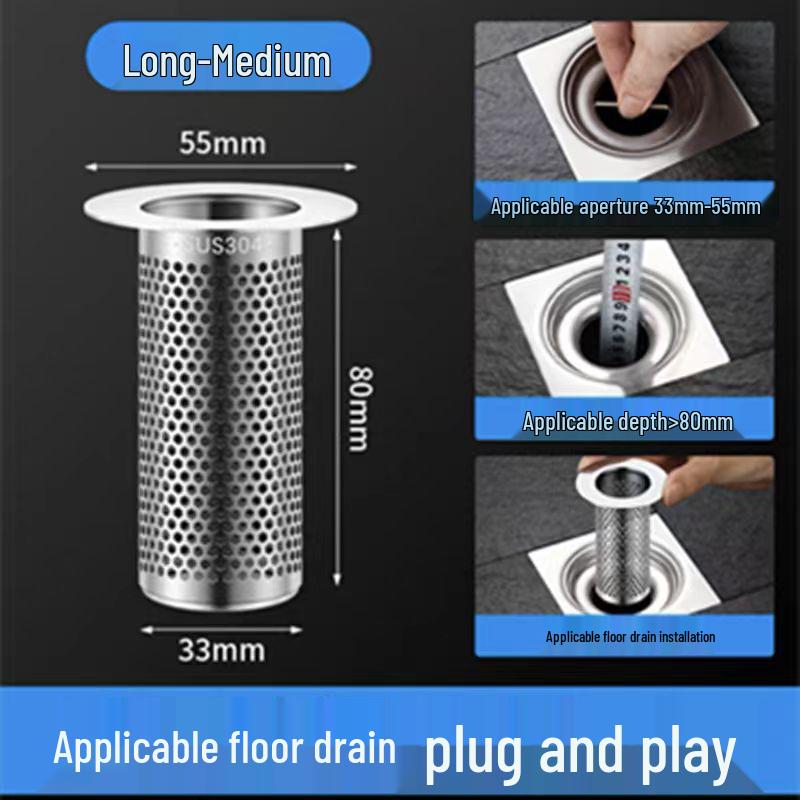 Stainless Steel Floor Drain Mesh Cover and Anti-Clog Sink Filter
