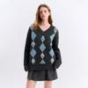 WEDNESDAY DELIGHT Wd_Bow Argyle Knit Top