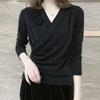 Autumn Fashionable and Versatile Temperament Age-reducing Bottoming Shirt for Women Bright Silk Long-sleeved Top