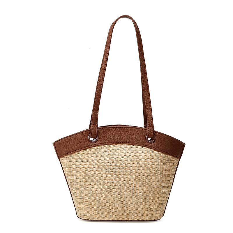 Vintage Straw Bag Handbag Women's Vacation Beach Style Casual Versatile Vegetable Basket Niche Shoulder Bag