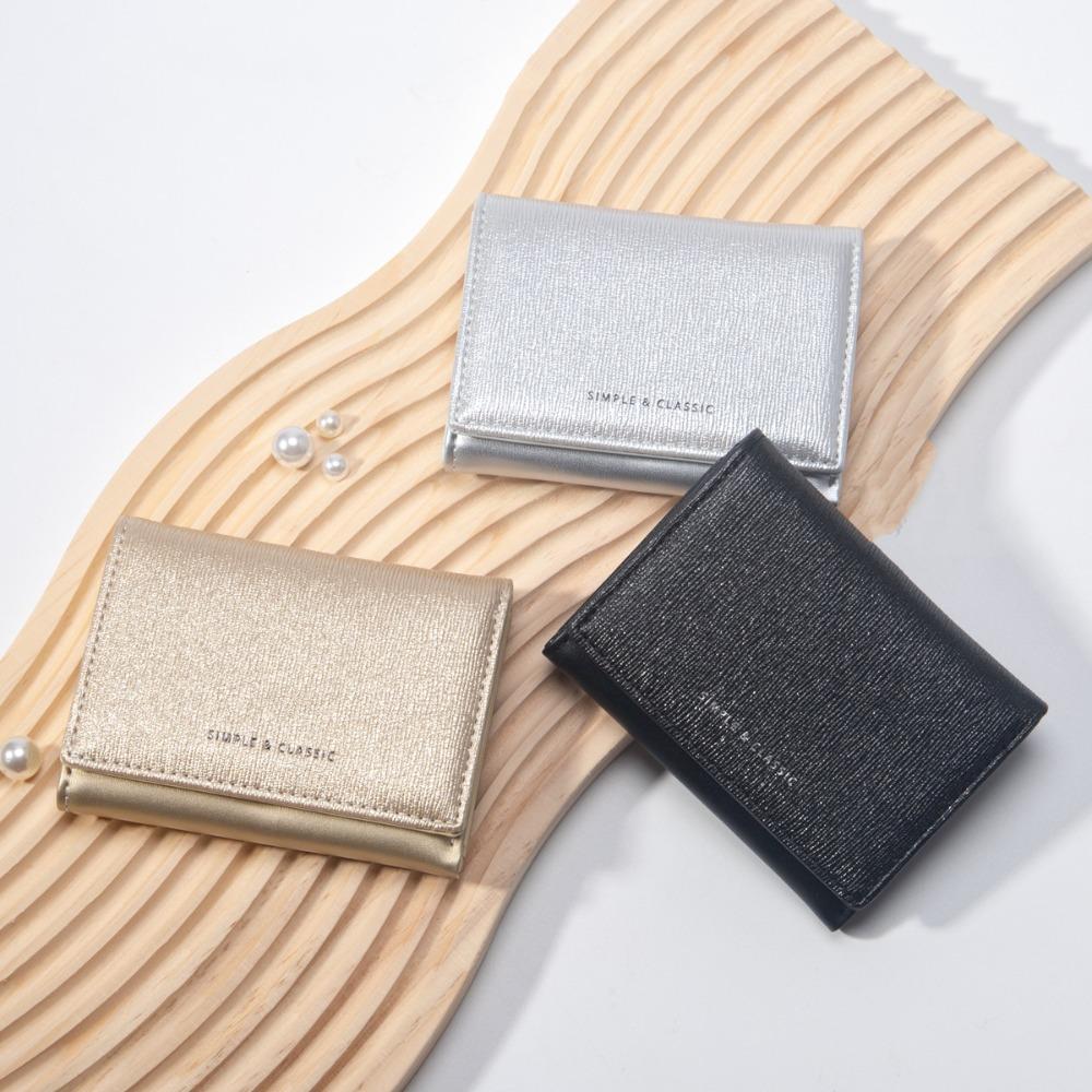 

Pearlescent Card Bag Shiny Women Short Wallet Fashion Folding Wallet Ladies срібний