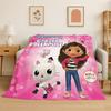 Cartoon Gabby Dollhouse Girl Flannel Blanket Soft Warm Throw Blanket for Bedroom Living Room Bed Travel Camping Picnic Kid