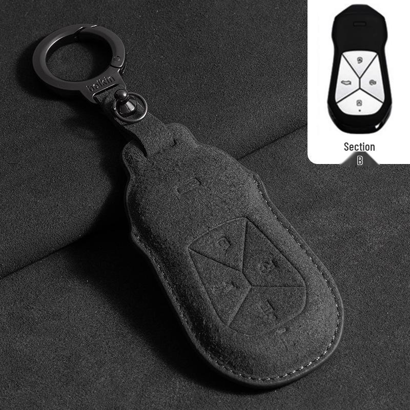 Alcantara Key Case for XPeng Models: P7, P7i, P5, G9, G6, G3, and G3i - Full Coverage with Buckle