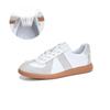 Genuine Leather De Training Shoes Flat Bottom Board Shoes Lace Side Gump Shoes Casual White Shoes