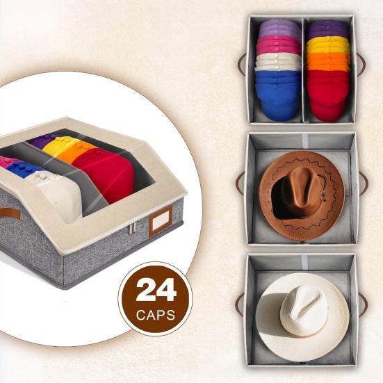 Hat Organizer with Clear Window Lid Flip Access Design Stackable Adjustable
