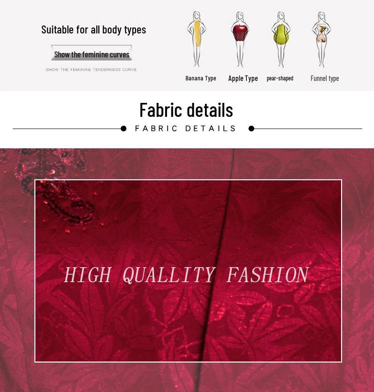 2025 Autumn Collection Wine Red Qipao Dress - Elegant Two-Piece Wedding Banquet Outfit