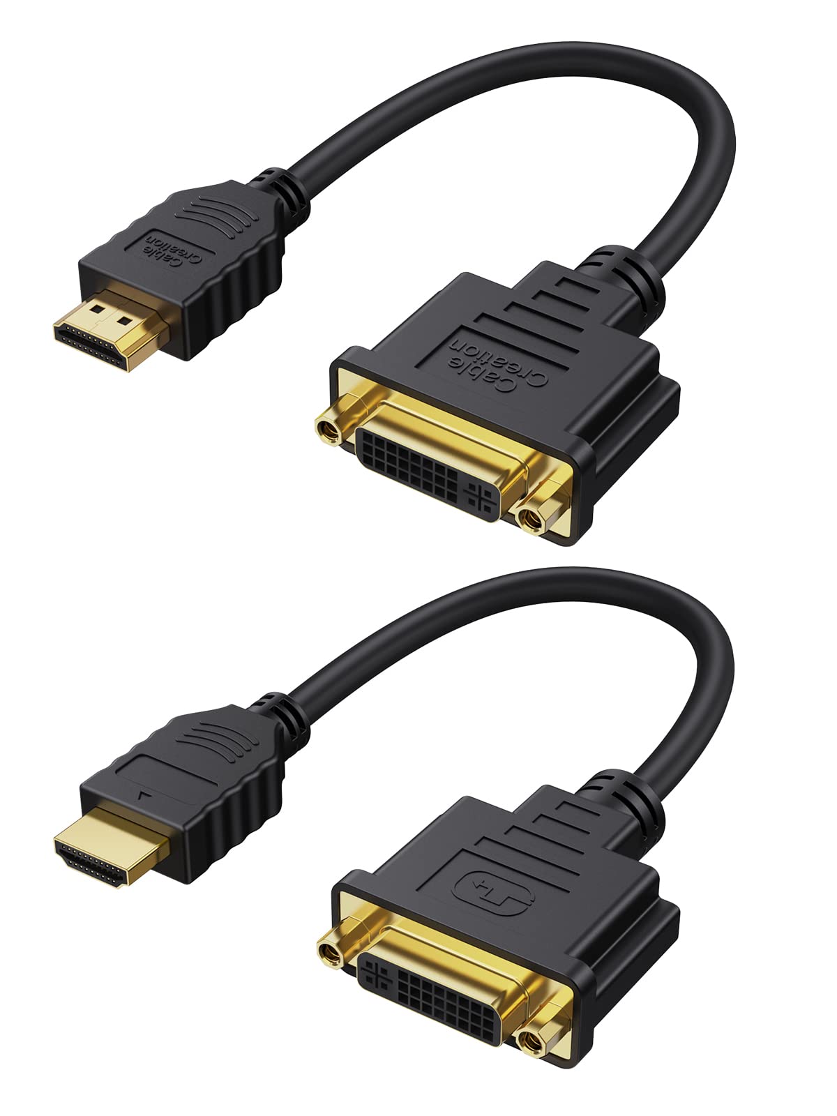 

Двунаправленный кабель DVI - HDMI CableCreation Кабель HDMI - DVI HDTV - DVI Черный кабель, [Упаковка 2 шт.] (24 + 1) Адаптер, Позолоченный (Мужской женский), 1080P/3D чёрный