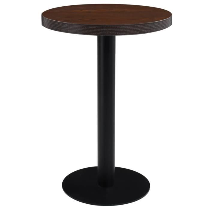 VidaXL Table de bistro Marron foncé 60 cm MDF