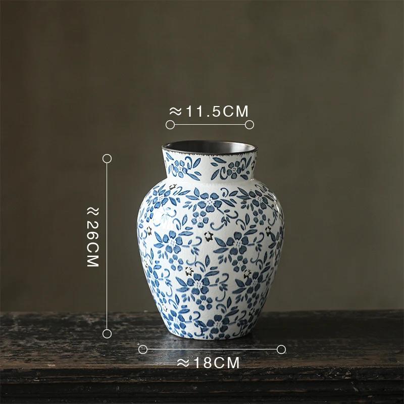 Blue and White Porcelain Vase Hydroponics Ceramic Flower Pots Desk Decoration Flower Arrangement Vases Room Aesthetic Decor