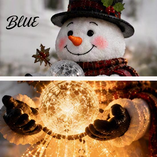 Magic Garden Accents for Terrace Solar Snowman Water Fountain Light Glowing Yard Lamp with Charming Decoration Night Effect Resin Outdoor