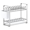 Compact Double-Layer Stainless Steel Dish Rack for Kitchen Countertop