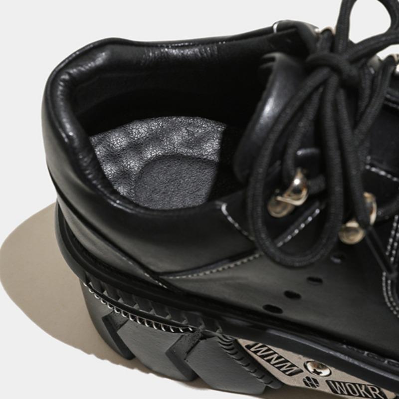 Chaussures basses en métal à semelle muffin pour papa, chaussures polyvalentes à plateforme et à tête ronde, style punk, pour femmes