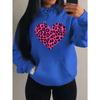 Pink Leopard Print Heart Printing Hoody Women Fashion Oversized Hoodie Pullover Autumn Fleece Clothes