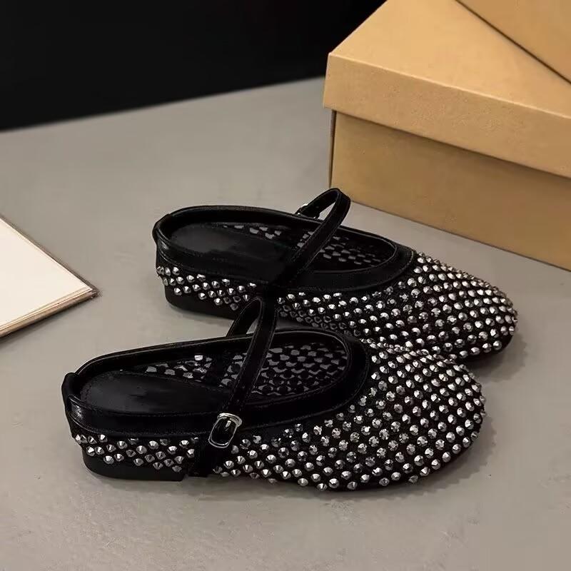 Mid Heel Flat with Modern Slippers Summer Outside Hollow 2025 Fashion Ladies Shoes Pull On Shallow Fashion Slippers Chinelos