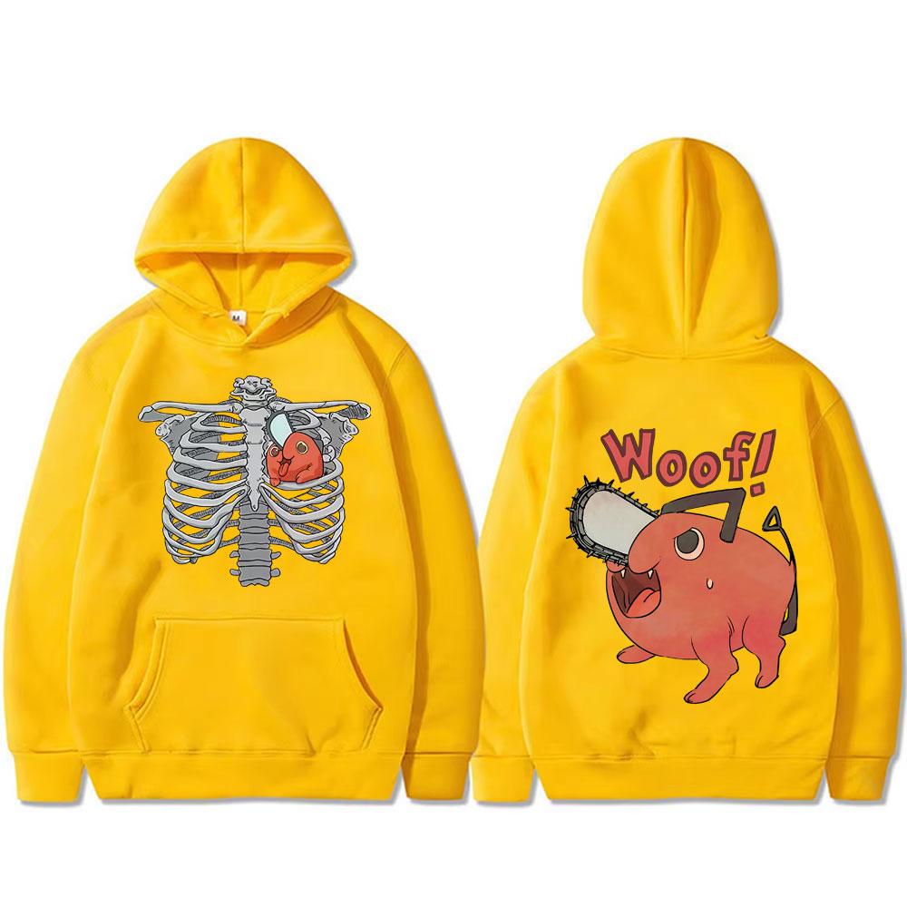 Japanese Anime Chainsaw Man Denji Pochita Skeleton Funny Graphic Hoodie Unisex Clothing Cartoon Casual Oversized Sweatshirt