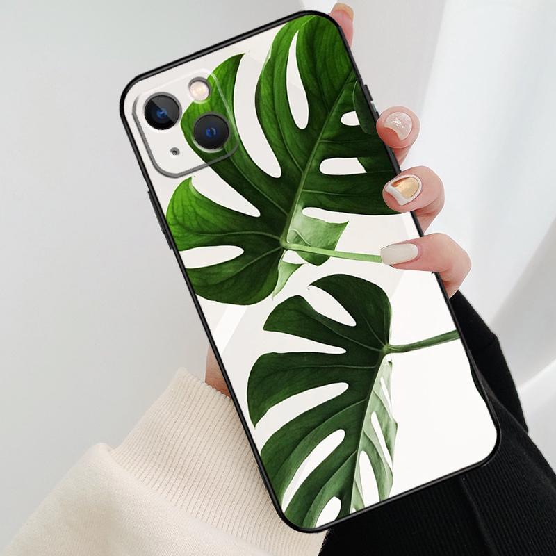 Leaves Monstera Green Phone Case For iPhone 17 Pro Max 14 13 12 11 15 16 Pro Max Mini 15 16 Plus 16e 17 Air Cover