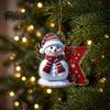 Gift for Family Friends 26 Letter Christmas Ornaments, 2D Flat Snowman Hanging Decoration, Acrylic A-Z Clear Pattern Tree Decor Alphabet Letters