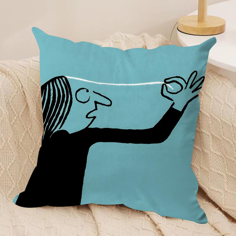 Aesthetic Art JJeanJullien Cushion Cover Silky Short Plush Invisible Zipper Dustproof Sofa Pillow Case For Home Decor