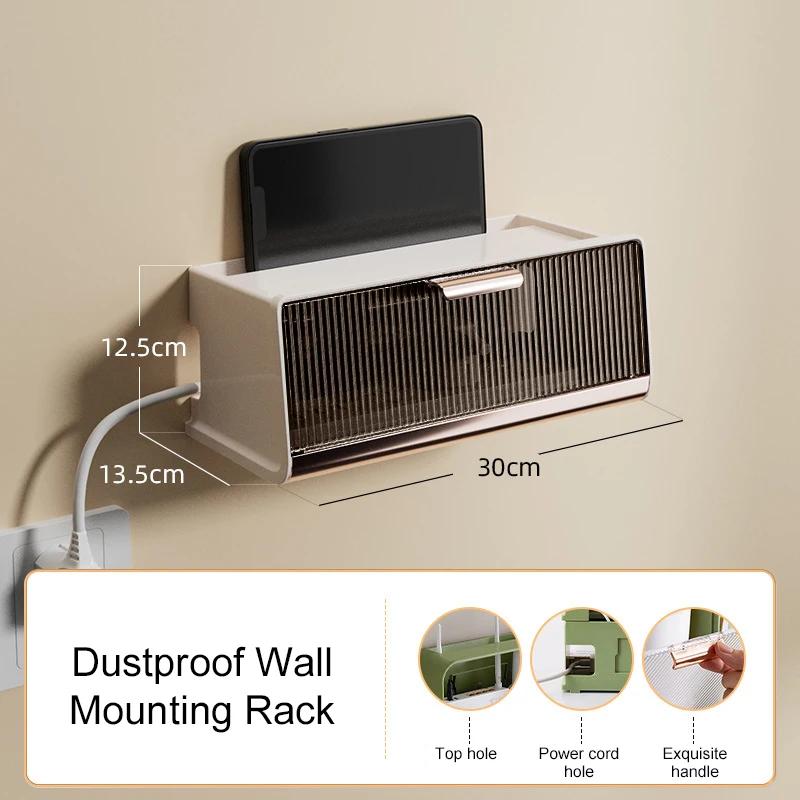 Hanging Wireless Wifi Router Shelf Storage Box Wall ABS Plastic Organizer Box Cable Power Bracket Organizer Box Home Decor Stuff