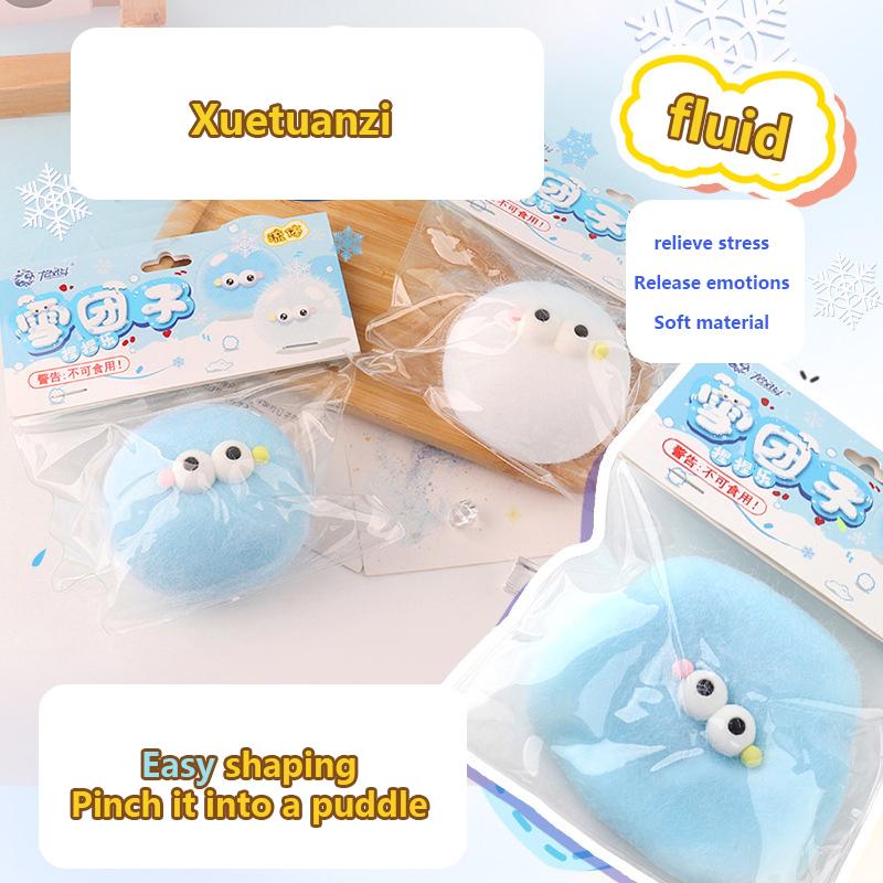 1 Piece Handmade Flocking Fluid Snowball Stress Relief Squishy Toy Mochi Slow Rebound New Fidget Props Birthday Party Gift