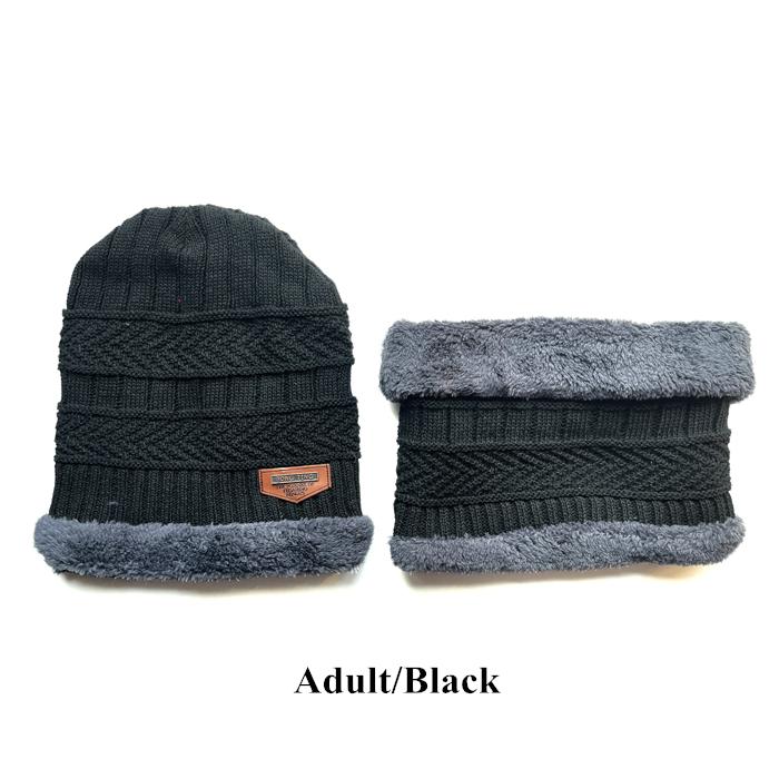 2026 New TW DDA558 Velvet Lined Thicken Ski Skull Caps Men Kids Winter Hat Scarf Set Neck Warmer Wool Knitted Beanie Hats