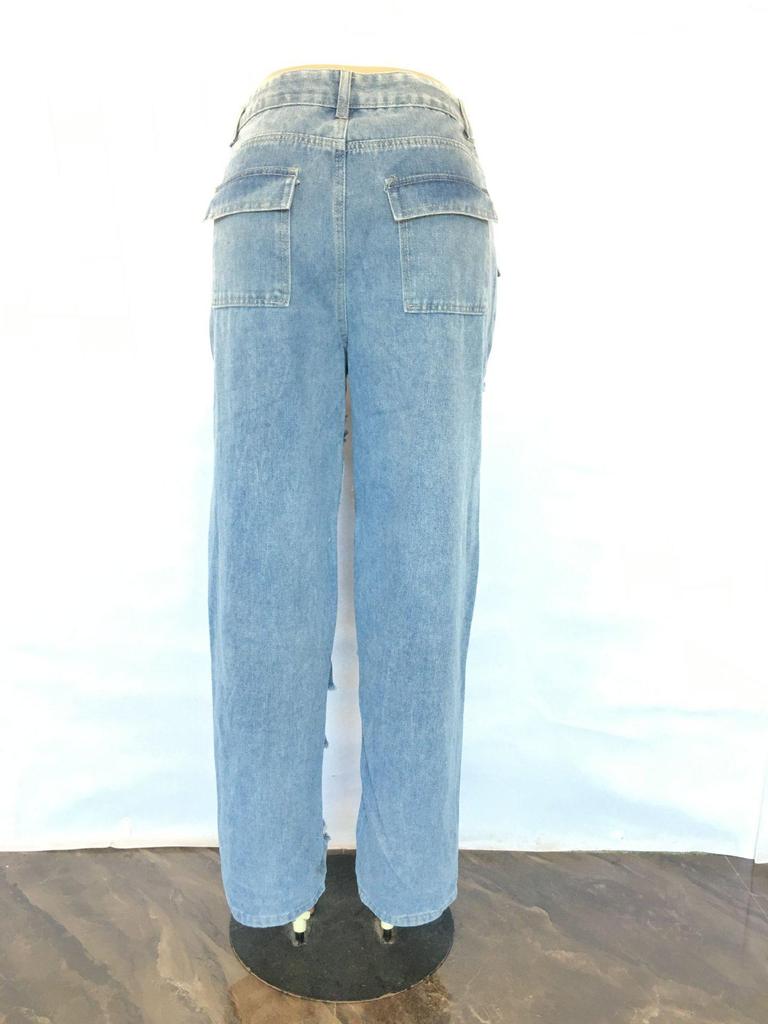 Women's Summer High Waist Wide Leg Ripped Jeans