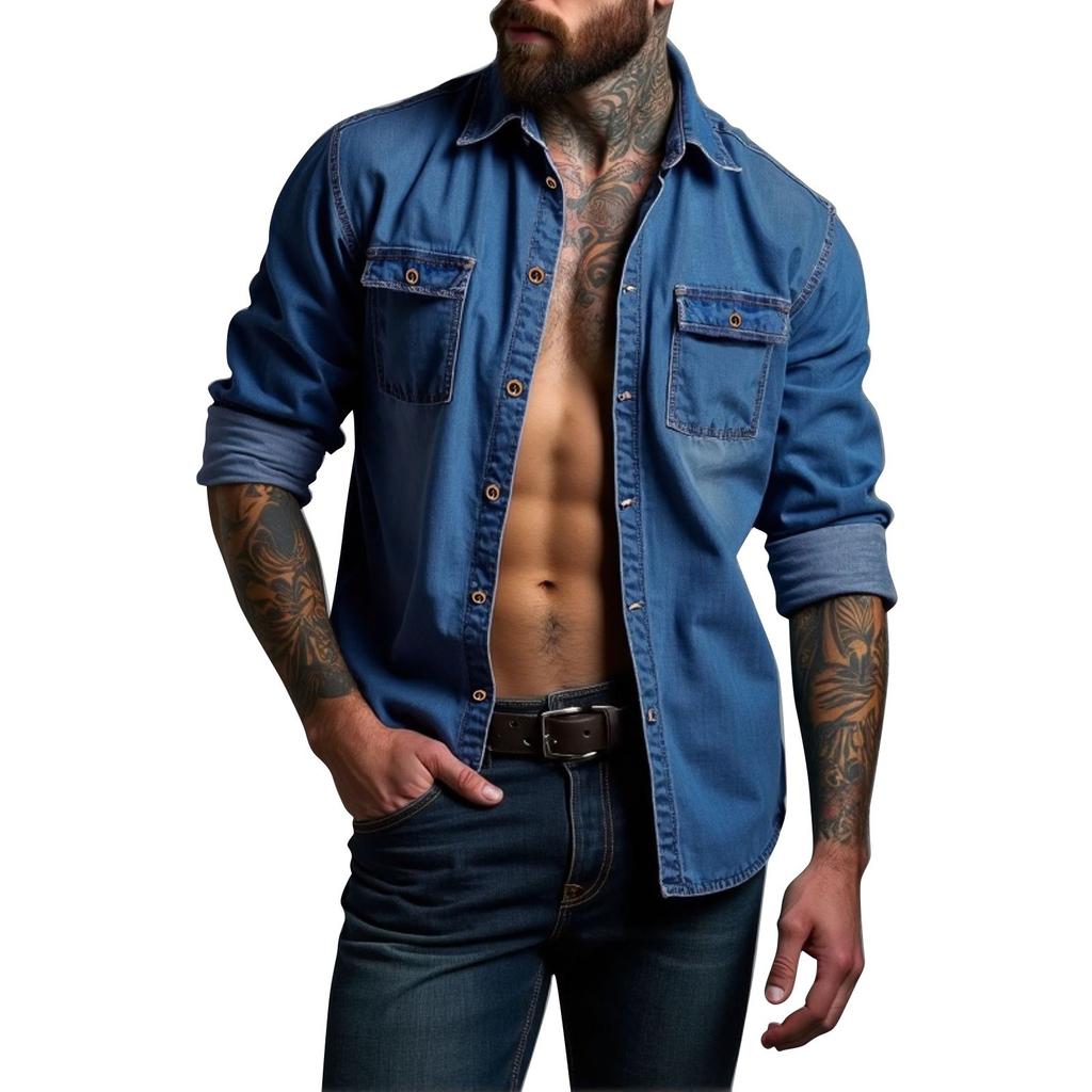 Ανδρικό Καλοκαιρινό Μονόχρωμο Πουκάμισο με Πε solάρια Μακρυμάνικο Ανδρικό Casual Μοντέρνο Μακρυμάνικο Πουκάμισο