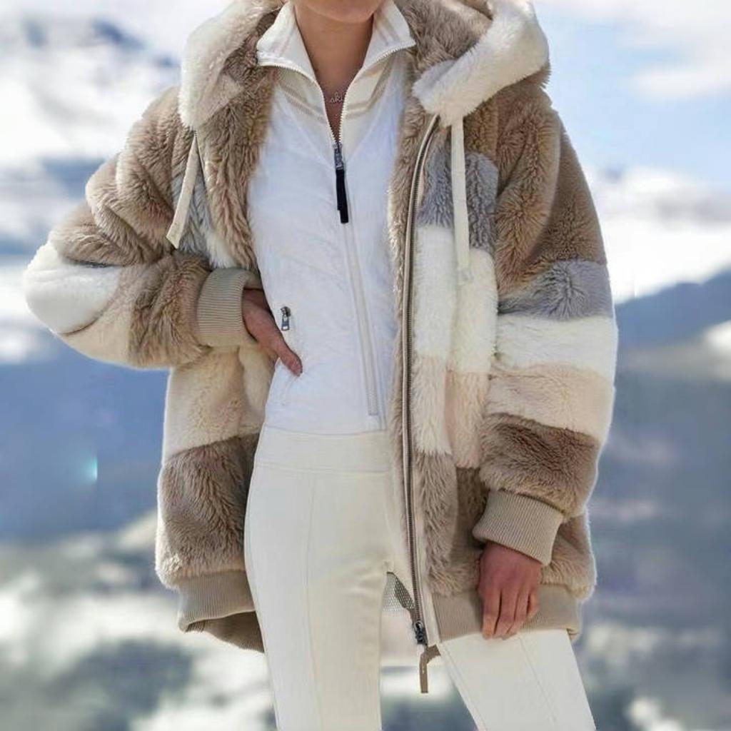 Women's Plus Size Long Teddy Bear Coat Warm Thickening Fleece Faux Fur Coat Plush Teddy Coat Women's Coat