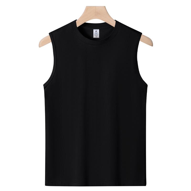 QICED Cotton Men's Vest Summer Loose Sports Fitness Shoulders Sleeveless T-shirt
