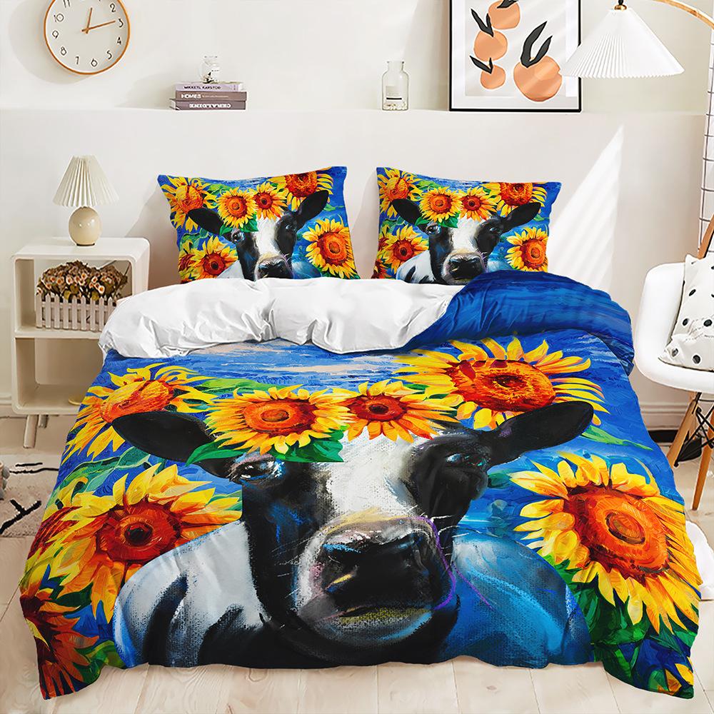 

Пасторальный трехпредметный комплект одеяла с подсолнухами Двухпредметный комплект постельного белья 135 * 200 (two-piece set) 90g