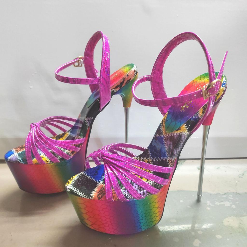 19cmCrossdresser Shallow Mouth Women's ShoesThin Heels Sissy Pumps Metal High-Heeled Steel Pipe Dance Plus Size S tilettos