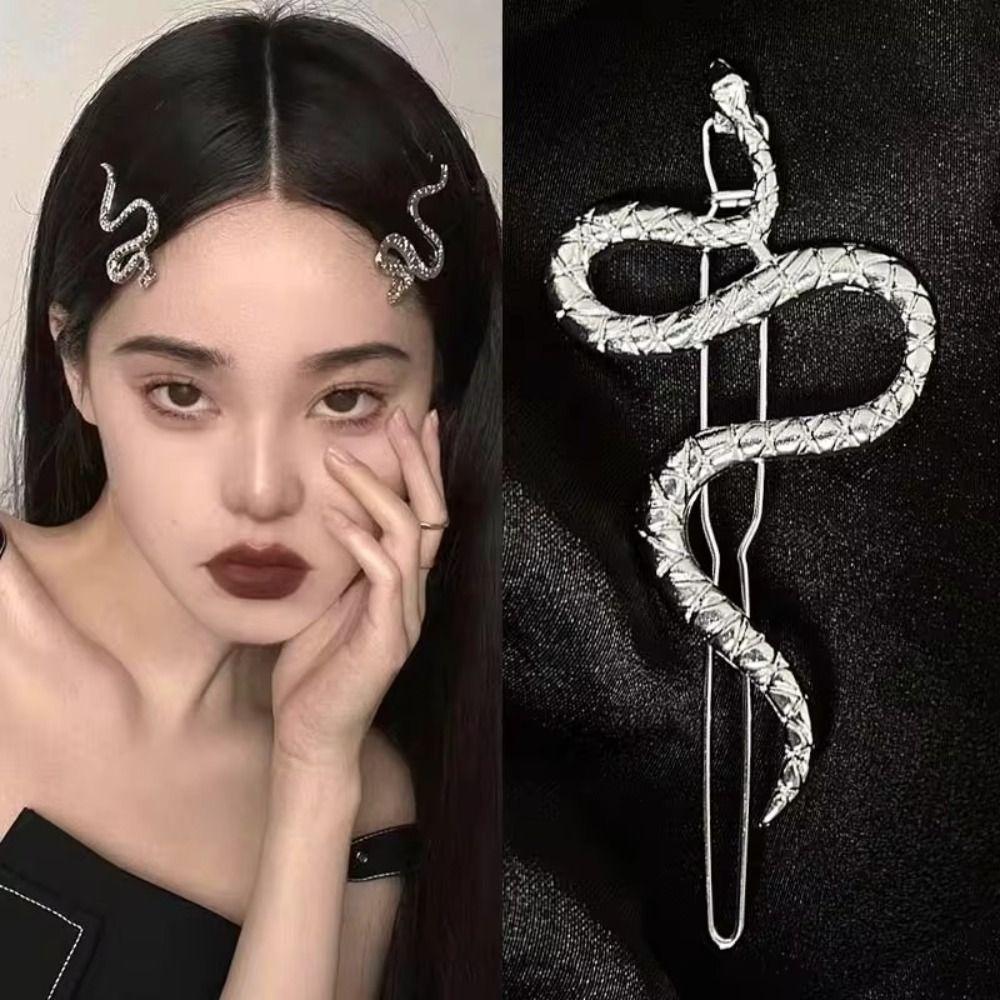 4pcs Punk Metal Retro Barrette Creative Hair Clip Set Gothic Snake Hairpin  Headwear Accessories