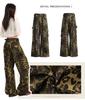 Bestmood Wide Leg Camouflage Long Straight Relaxed Cargo High Leopard Long American Casual Hip Dance L Leopard Women's Pants, Print, Pants, Pants,