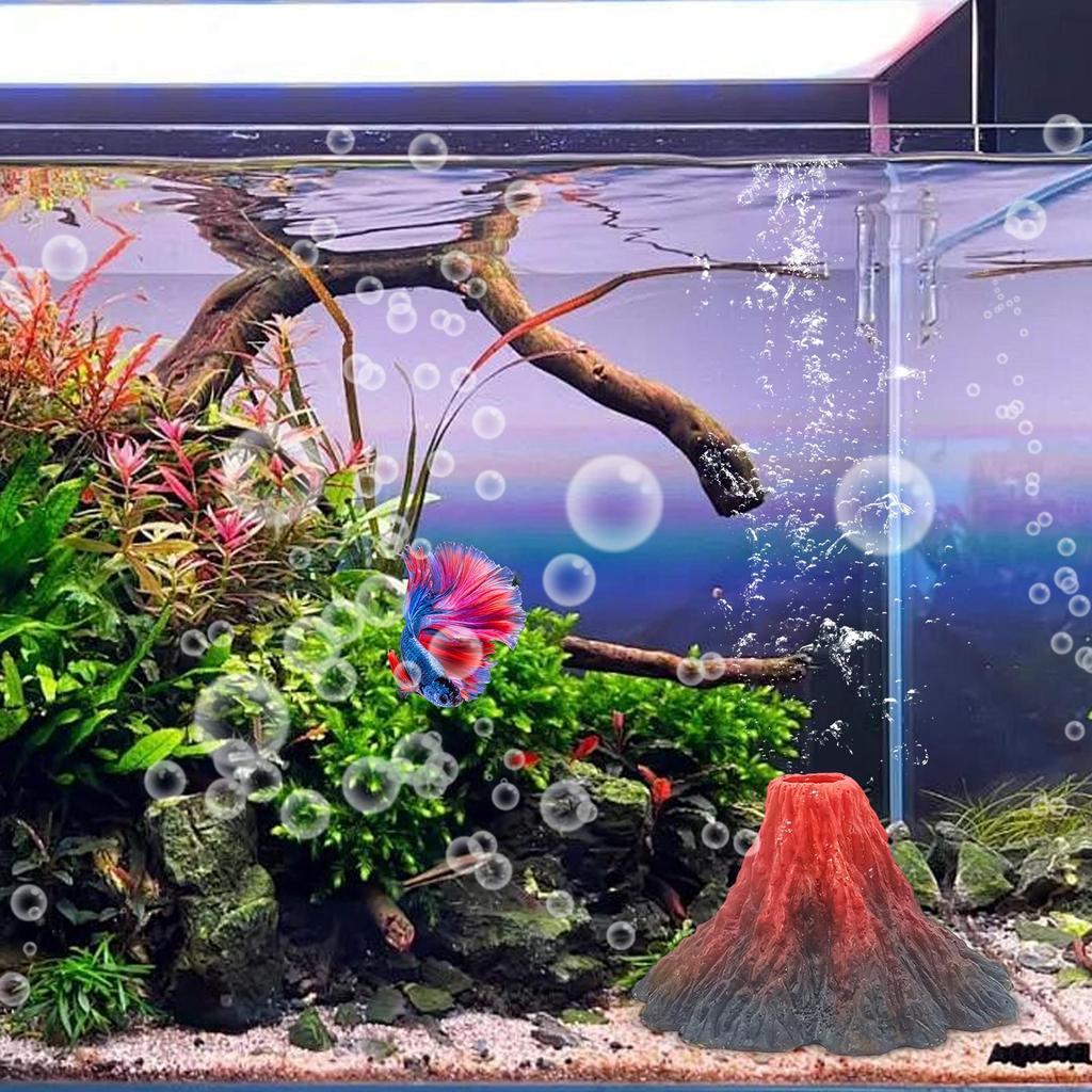 Aquarium Volcano Decor Realistic Resin Ornament 3D Mountain Landscape For Fish Tank, Betta Gold fish Shrimp