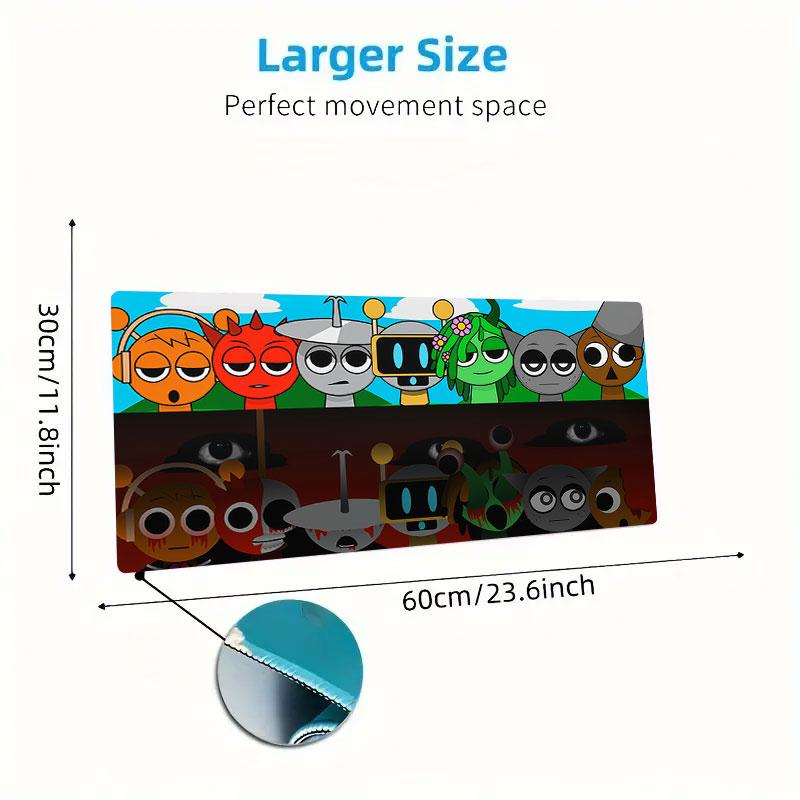 Tappetino per Mouse Sprunki, Tappetino da Scrivania XXL per Gaming, Mousepad Antiscivolo XXL per Laptop e Tablet, Tappetino per Mini PC con Bordi Cuciti