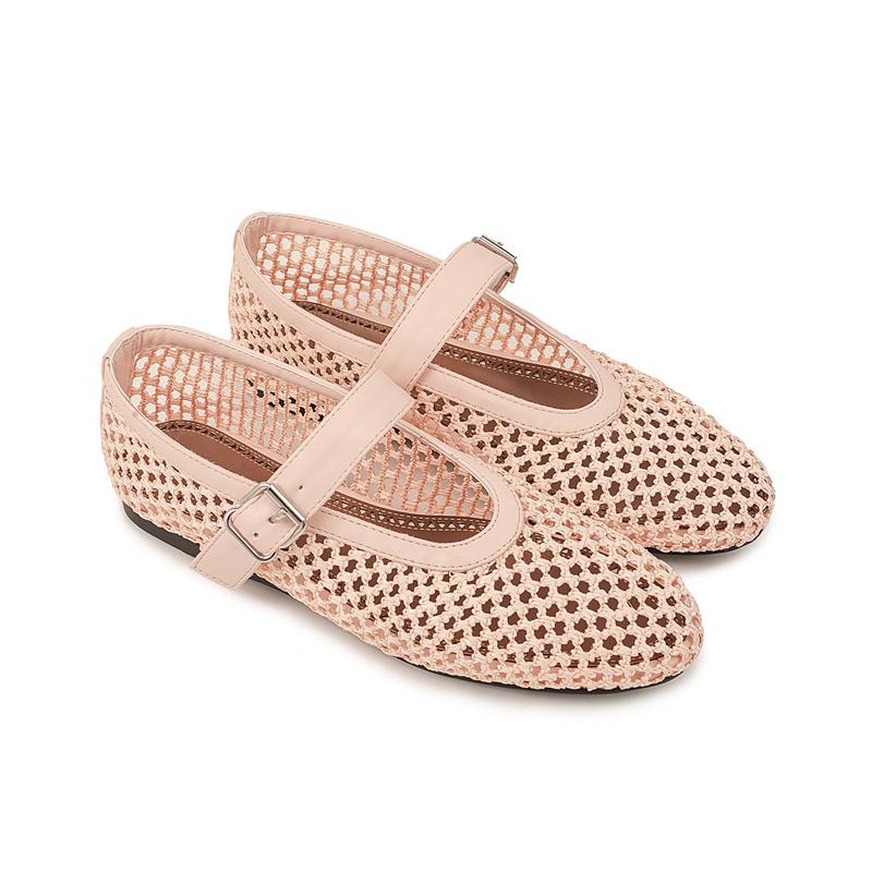 Fashion Summer Woven Hollow Out Flat Sole Single Shoes Comfortable Women Low Heel Commuting Studentsshoes Fashionable Handmade Sandal 45