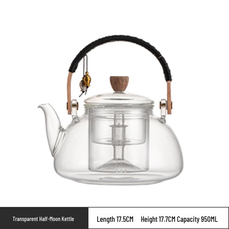 Glass Tea Kettle & Brewing Set for Induction Cooker: White Pot for Boiling, Steaming & Health-Preserving Tea at Home