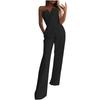 Sommer-Strampler für Damen, sexy, trägerlos, einfarbig, hohe Taille, ärmellos, gerader Overall mit weitem Bein und Taschen