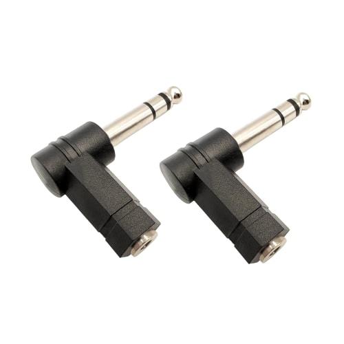 Voluty Tek 90 Degree 3.5mm Adapter, 6.35mm Male to 3.5mm Female, 1/4" Male to 1/8" Female Right Angle Connectors for Headphones (Two)