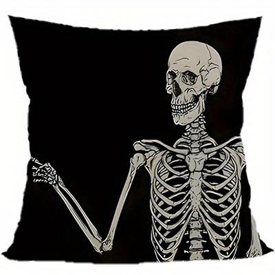 Home Decor Skeletons Making Hand Gestures Pillow Cover Pattern Cushion Cover Suitable For Sofa Bedroom Car Pillow Cover