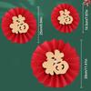 6pcs FU Character Wall Clings Decorative Fu Hanging Paper Fan for Festival Wedding Birthday Party Calligraphy Style